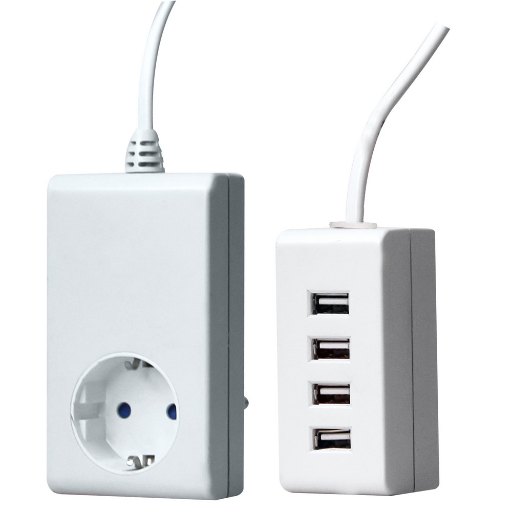 USB töltő 4-es desktop 250V, 16A, 1,0 m, IP 20