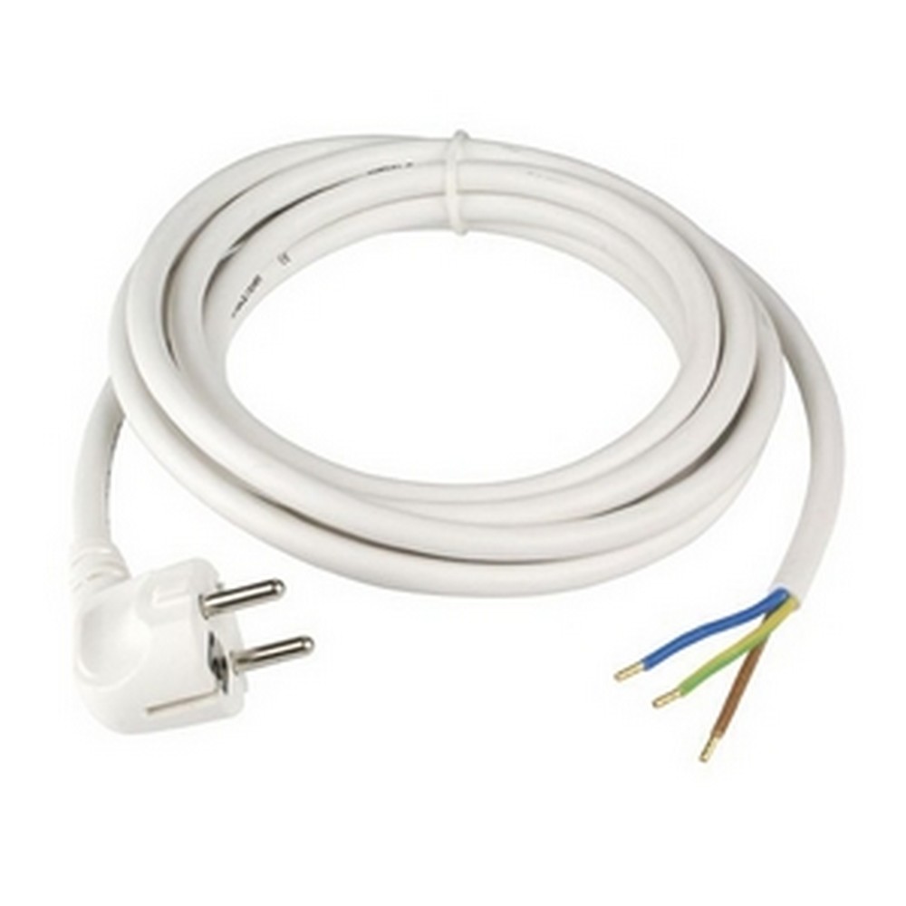 Csatlakozóvezeték földelt dugóval, 3m, 3x1.5, fehér, H05VV-F