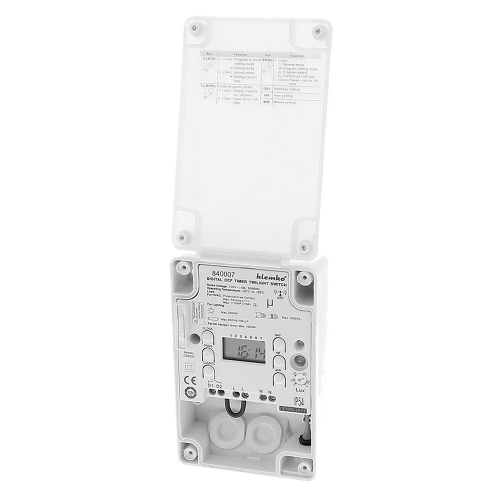 Alkonykapcsoló, felületre szerelhető, programozható, 2300W, IP55