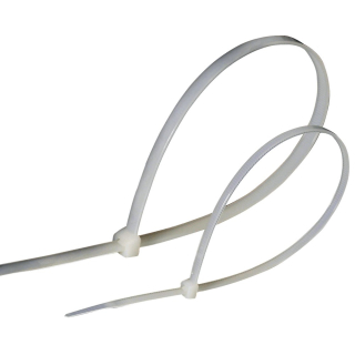 Kábelkötegelő, 150x3.6mm, fehér, 100db, PVC, egyszer zárható