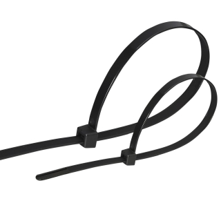 Kábelkötegelő, 200x4.5mm, fekete, 100db, PVC, egyszer zárható